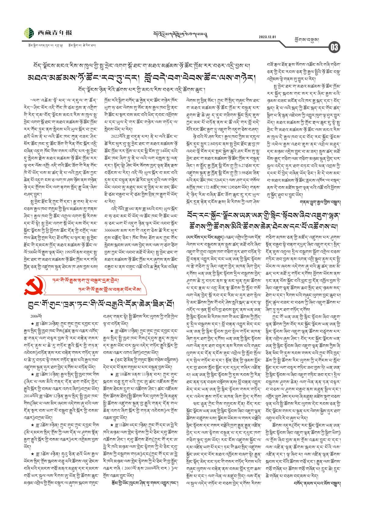 西藏青年报藏文版ཕྱོགས་བསྡུས།