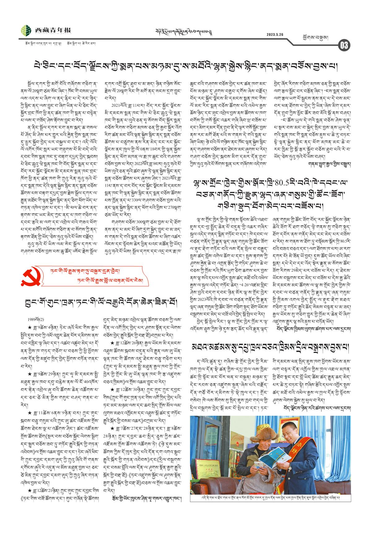 西藏青年报藏文版ཕྱོགས་བསྡུས།