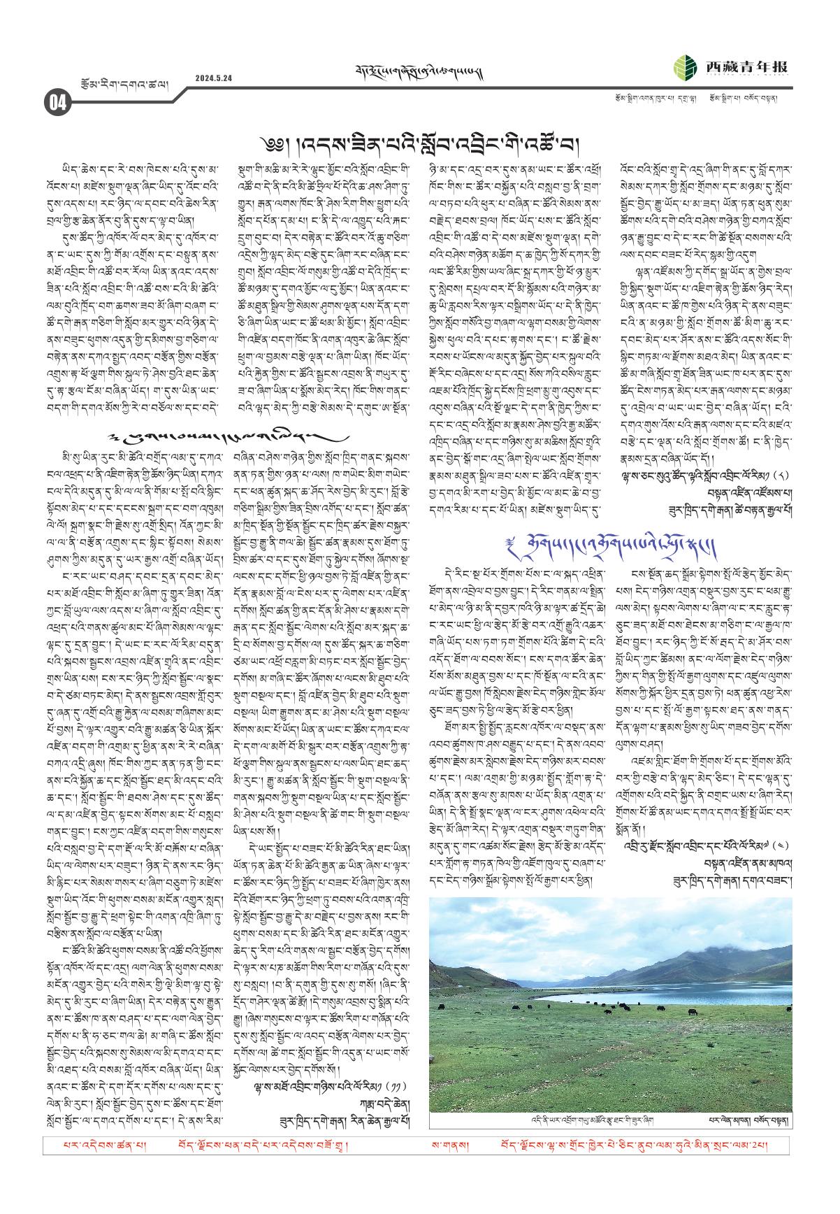 西藏青年报藏文版རྩོམ་རིག་དགའ་ཚལ།